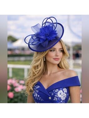 New Royal UK Blue Fascinator Derby Hat Tea Garden Party Hat Race Day Headwear